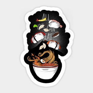 Sushi - all you can eat - black version Sticker